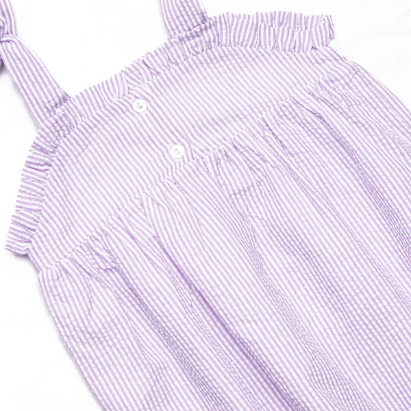 Tied With a Twist Smocked Dress, Purple Seersucker