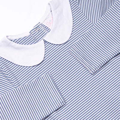 Elliot Romper, Slate Blue Stripe
