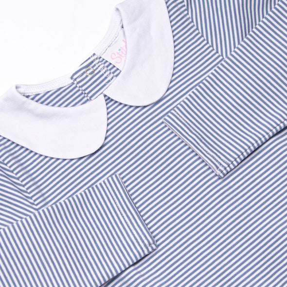 Elliot Romper, Slate Blue Stripe