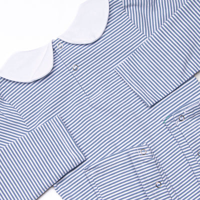 Elliot Romper, Slate Blue Stripe