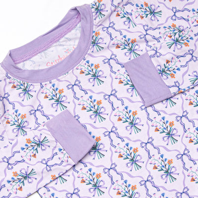 Patches of Petals Bamboo Pajama Set, Purple