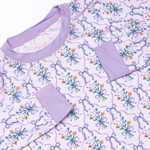 Patches of Petals Bamboo Pajama Set, Purple
