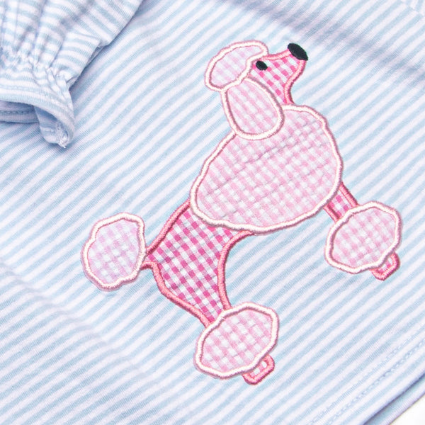 Park Avenue Poodle Applique Collared Legging Set, Blue