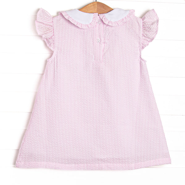 Ready, Set, School Embroidered Dress, Pink