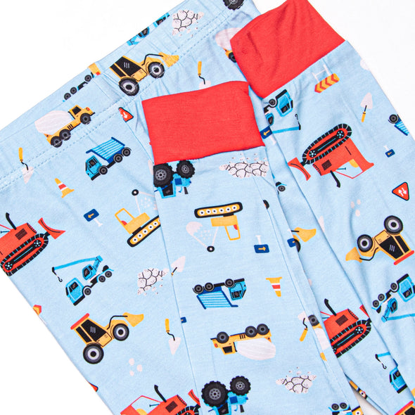 Build and Bulldoze Bamboo Pajama Set, Blue