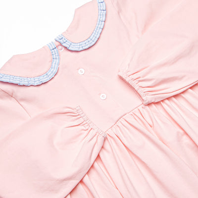 Bold Bows Embroidered Collared Dress, Pink