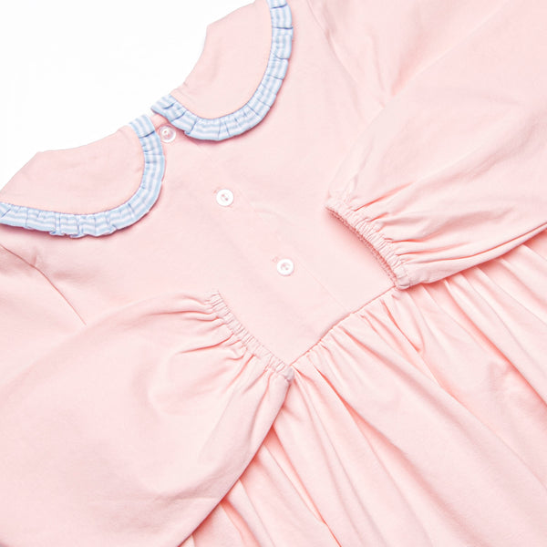Bold Bows Embroidered Collared Dress, Pink