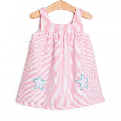 Wish Upon a Starfish Applique Dress, Pink