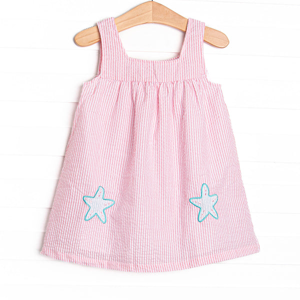 Wish Upon a Starfish Applique Dress, Pink