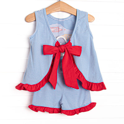 Coloring Curiosity Applique Ruffle Short Set, Blue