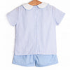 Cottontail Trio Embroidered Short Set, Blue