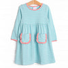 Amelia Dress, Pink and Mint Stripe