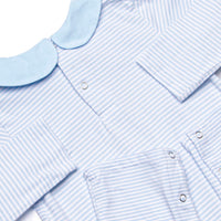 Park Avenue Pooch Applique Collared Romper, Blue