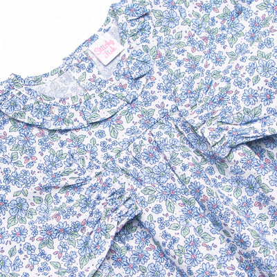 Blossom in Blue Ruffle Neck Bubble, Blue