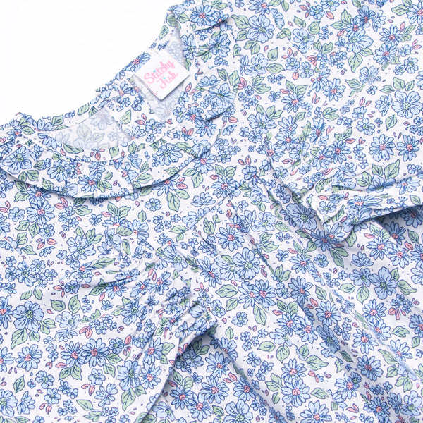 Blossom in Blue Ruffle Neck Bubble, Blue