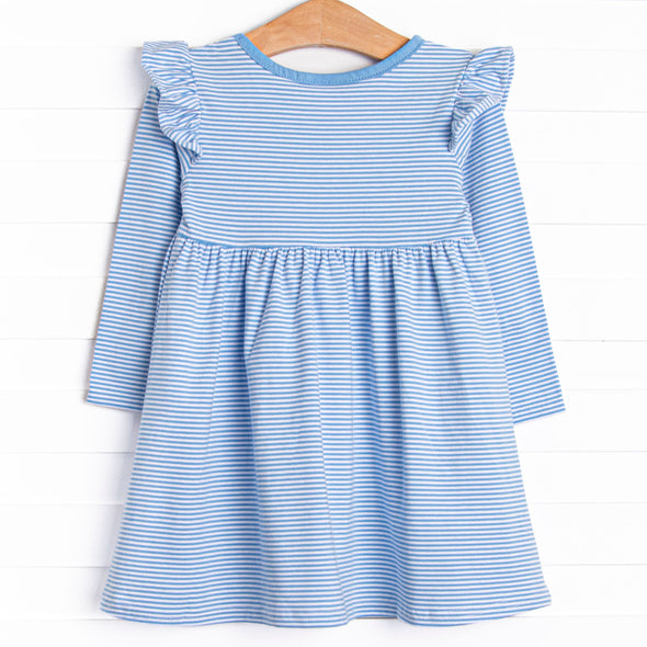 Everly Long Sleeve Dress, Medium Blue Stripe
