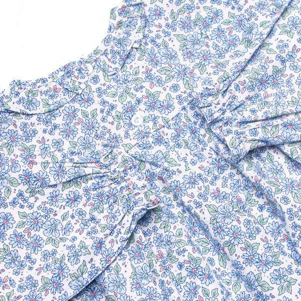 Blossom in Blue Ruffle Neck Bubble, Blue