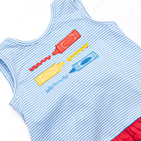 Coloring Curiosity Applique Ruffle Short Set, Blue