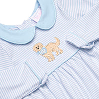 Park Avenue Pooch Applique Collared Bubble, Blue