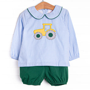 Harvest Hauler Applique Bloomer Set, Green
