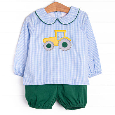 Harvest Hauler Applique Bloomer Set, Green