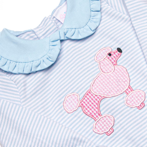 Park Avenue Poodle Applique Collared Bubble, Blue