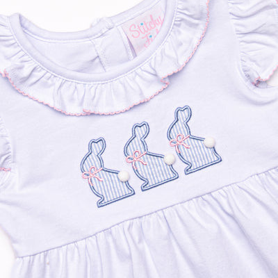 Ribbons and Rabbits Applique Short Set, Pink