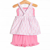 Hold Your Seahorses Ruffle Short Set, Pink