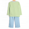 Charles Long Sleeve Pant Set, Blue and Light Green Stripe