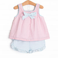 Wish Upon a Starfish Applique Ruffle Short Set, Pink