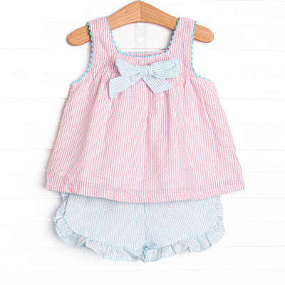 Wish Upon a Starfish Applique Ruffle Short Set, Pink