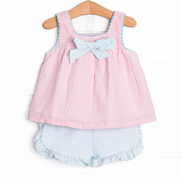 Wish Upon a Starfish Applique Ruffle Short Set, Pink