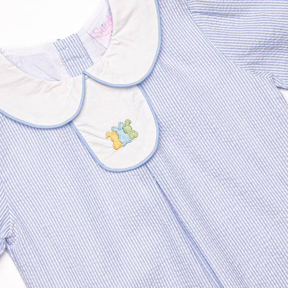 Cottontail Trio Embroidered Short Set, Blue
