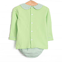 Farm Animal Friends Embroidered Long Sleeve Collared Diaper Set, Green