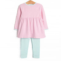 Lexie Legging Set, Mint and Light Pink Stripe