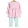Lexie Legging Set, Mint and Light Pink Stripe