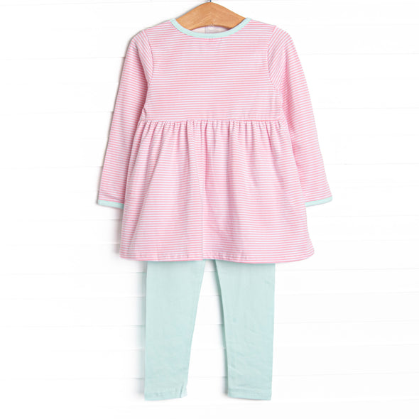 Lexie Legging Set, Mint and Light Pink Stripe
