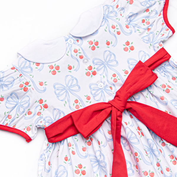 Apple Blossom Bows Dress, Blue