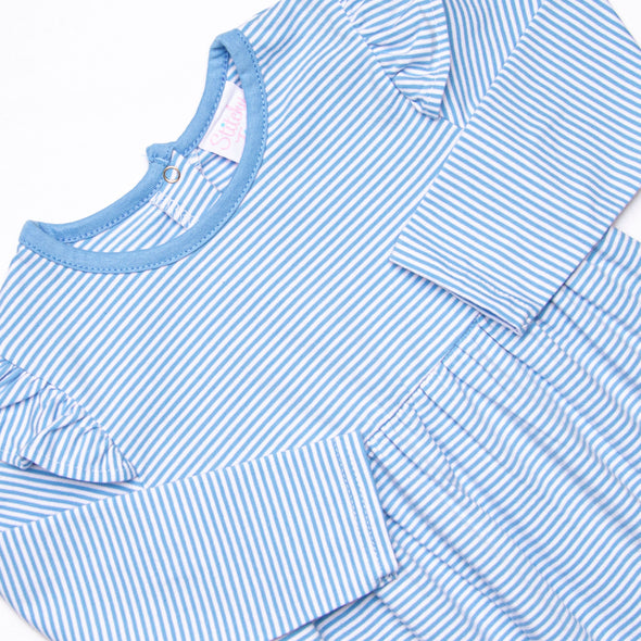 Gracie Romper, Medium Blue Stripe
