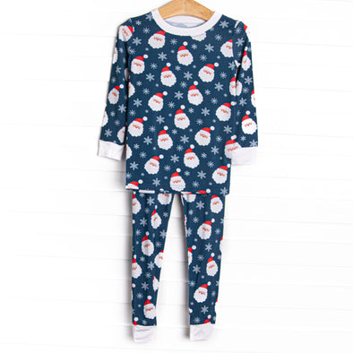Seasonal Snowfall Bamboo Pajama Set, Navy