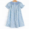 Beautiful Blooms Puff Sleeve Smocked Dress, Blue