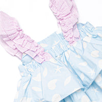 Pink Shoreline Shells Ruffle Short Set, Blue