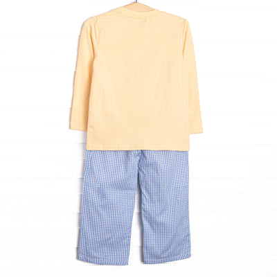 Highland Herd Applique Pant Set, Yellow
