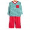 Evan Pant Set, Red and Green Stripe