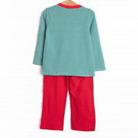Evan Pant Set, Red and Green Stripe