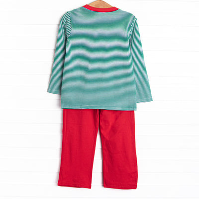 Evan Pant Set, Red and Green Stripe