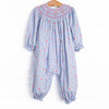 Rebecca Rosebud Smocked Romper, Blue