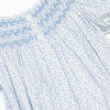 Blue Blooms Puff Sleeve Smocked Dress, White