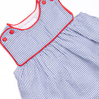 Apple Orchard Applique Dress, Navy