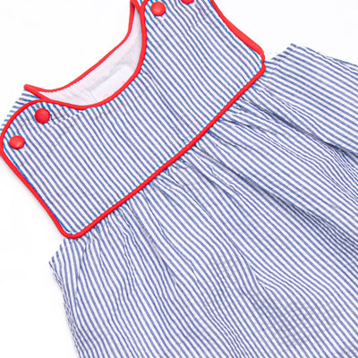 Apple Orchard Applique Dress, Navy